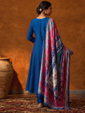 Royal Blue Mirror Work Kurta And Trouser Set With Dupatta