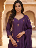 Purple Embroidered Ethnic Suit Set