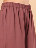 Varanga Women Nude Yoke Embroidered Sleeveless Flared Kurta With Trousers.