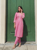 Elegant Pink Embroidered Kurta Set Crafted For Timeless Everyday Charm.