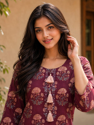 Mulberry Meadow Tassel Kurti Women's Kurta