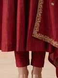 Women's Zari Splendour Maroon Embroidered Anarkali Set
