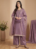 Varanga Women Elegant Three-Piece Brown Shimmer Kurta Set With Ankle-Length Trousers, And An Embroidered Dupatta