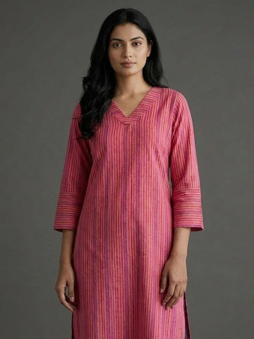 Cotton kurta with Colourful Stripes