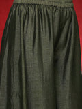 Varanga Women Olive Green Lace Embellished Sleeveless Straight Kurta Paired With Tonal Plazzo And Dupatta