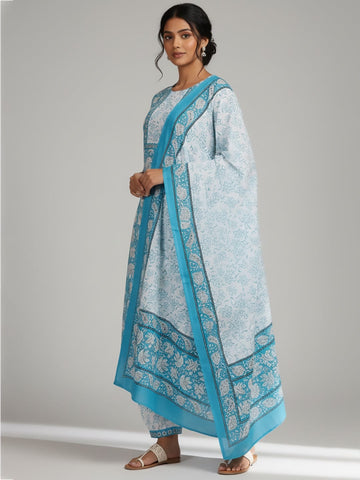 Varanga Women Ethnic Floral Printed Kurta Wih Salwar & Dupatta