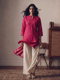 Pink Booti Print Three-Quarter Sleeve Fusion Top