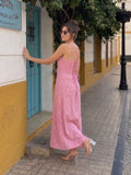 Dusty Pink Geometric Spaghetti Dress