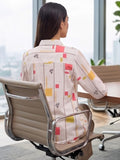 White Coloured Slim Collar Long Sleeves Colourblocked Shirt