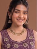 Round Neck Embroidered Kurta Set Featuring Zari And Sequin Work With Flared Palazzo And Embellished Dupatta