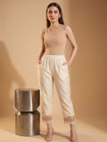 Varanga Women Varanga Off White Silk Organza Zari Embellished Trousers