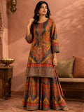 Ethnic Printed Kurta Set With Matching Palazzo And Dupatta