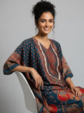 Varanga Women-Zari & Sequin Detailed Ethnic Printed Flared Kaftan With Trouser