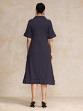 Varanga Women  Beige Shirt Collar A Line Dress