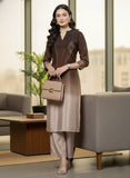 Varanga Women Mandarin Collar Placement Embroidered Kurta Paired With  Tonal Bottom