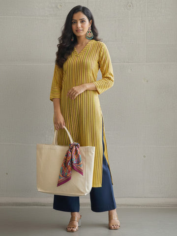 Cotton kurta with Colourful Stripes