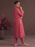 Salmon Pink Zardosi Embroidered Silk Suit Set