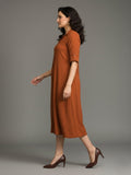 Varanga Women  Beige Shirt Collar A Line Dress