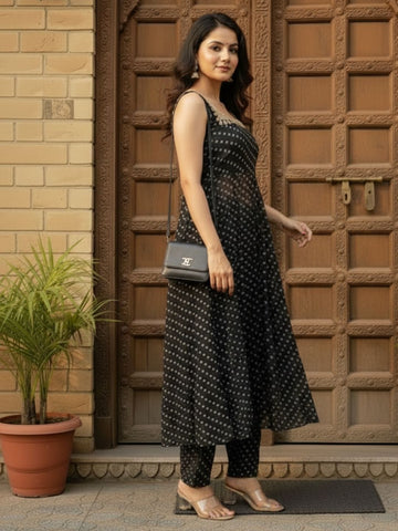 Sheer Layered Bandhani Set