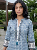Blue Breeze Block-Print pure cotton Kurta
