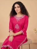 Varanga Women Kurta Adorned With Thread Embroidery With Trousers And Dupatta Featuring Lurex