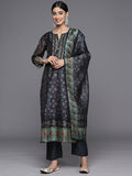 varanga-women-blue-floral-printed-regular-chanderi-silk-kurta-with-trousers-with-dupatta