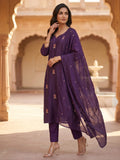 Purple Embroidered Ethnic Suit Set