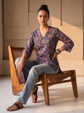 Women's Indigo & Rust Floral Block Print Kurta