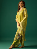 Kurta With Stone-Embellished Print Paired With Solid Ankle-Length Trousers And A Printed Dupatta