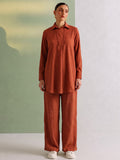 Women's Solid Relaxed-Fit Shirt & Wide-Leg Co-Ord Set
