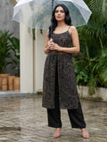 Midnight Bandhani High-Slit Kurta & Palazzo Set with front high slit cut