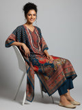 Varanga Women-Zari & Sequin Detailed Ethnic Printed Flared Kaftan With Trouser