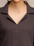 Varanga Women  Beige Shirt Collar A Line Dress