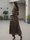Midnight Blossom Tiered Flared Suit Set