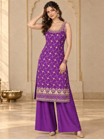 Varanga Women Ethnic Motifs Embroidered Regular Kurta with Palazzos & With Dupatta