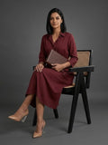 Varanga Maroon Colored Women Summer Dress