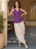 Women's Purple Sleeveless Short Kurti with Back Dori Detailing