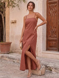 Varanga Brown Colored Women Summer Dress
