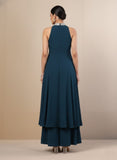 Varanga Women Nude Yoke Embroidered Sleeveless Flared Kurta With Trousers.