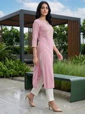 Varanga Women Mauve Straight Kurta With Gota Lace Embellished Kurta.