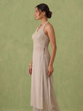 Embellished Mirror-Work Halter Kurta With Palazzo Set