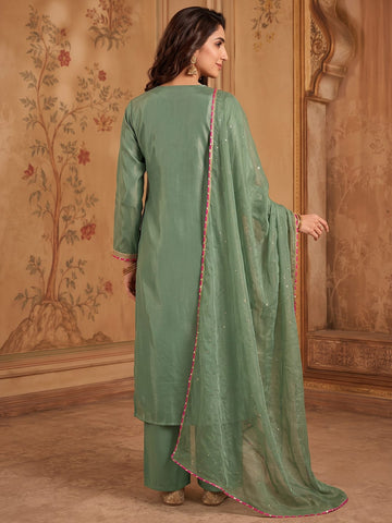 Varanga Women Embroidered dori Work Kurta with Palazzos & With Dupatta