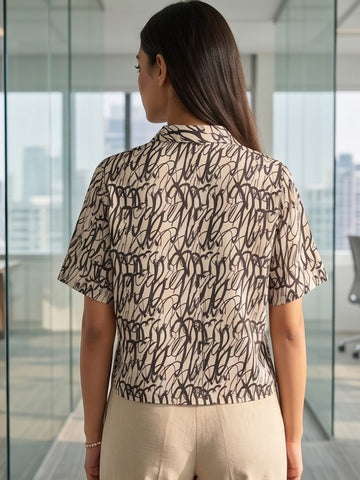 White Coloured Short Sleeves Shirt Collar Top
