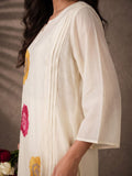 Embroidered A-Line Kurta With Multicolor Floral Motifs.