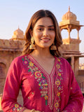 Floral Embroidered Kurta Set With Embroidered Dupatta