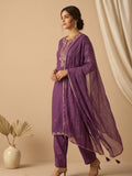Kurta With Zari Embroidery, Teamed With Trousers And Paired With Dupatta Featuring  Lace Detailing