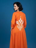 Tangerine Dream Ikkat  V-Neck Kurta set