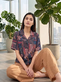 Brown Coloured Short Sleeves Shirt Collar Top