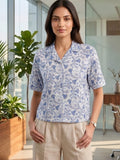 White Coloured Short Sleeves Shirt Collar Top