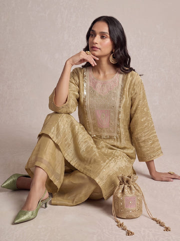 Gilded Champagne Kaftan Set